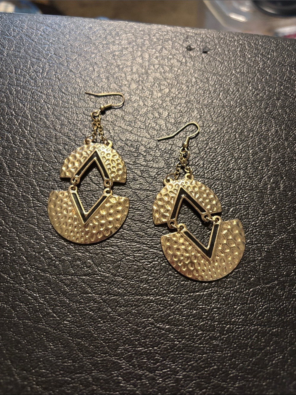 Textured Gold Color Geometric Drop Earrings for Women nwot